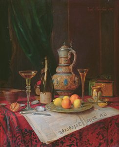 Natura morta con una bottiglia di champagne, 1882